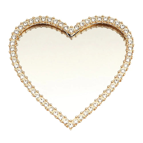 DIY Phone Case Charms Rhinestone Decor Heart Shape Mirror Design Phone Shell Accessories - Gold - 1