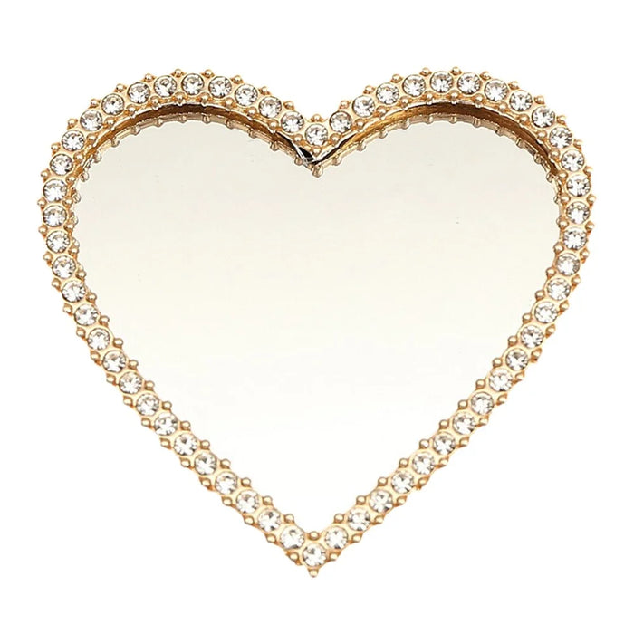 DIY Phone Case Charms Rhinestone Decor Heart Shape Mirror Design Phone Shell Accessories - Gold - 1
