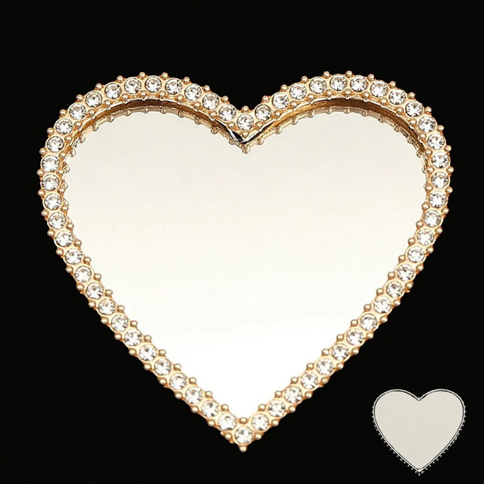 DIY Phone Case Charms Rhinestone Decor Heart Shape Mirror Design Phone Shell Accessories - Gold - 2