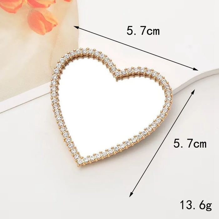 DIY Phone Case Charms Rhinestone Decor Heart Shape Mirror Design Phone Shell Accessories - Gold - 3