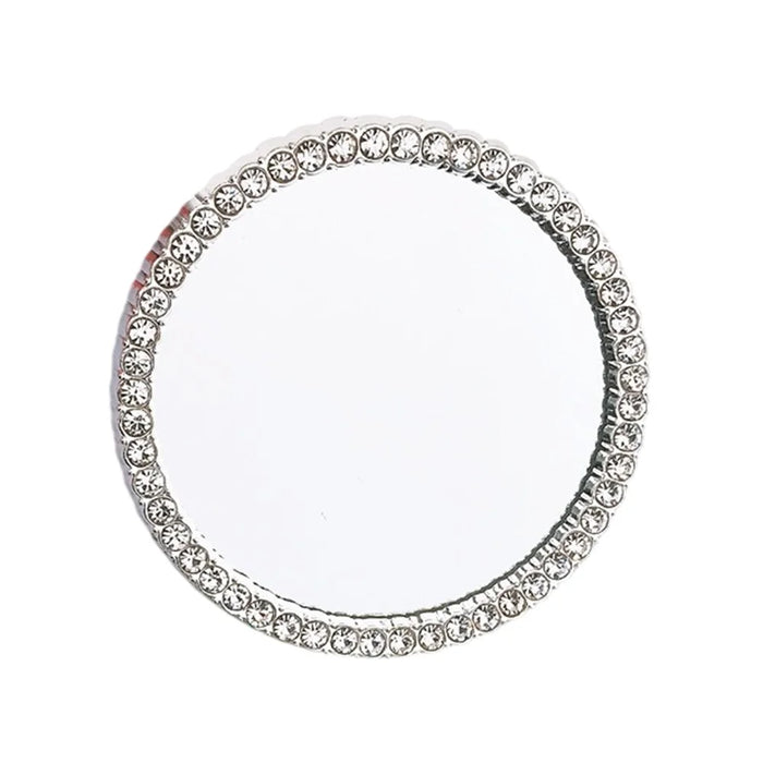DIY Phone Case Charms Rhinestone Decor Round Mirror Design Phone Shell Accessories - Silver - 1