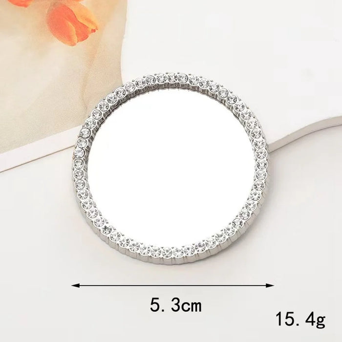 DIY Phone Case Charms Rhinestone Decor Round Mirror Design Phone Shell Accessories - Silver - 3