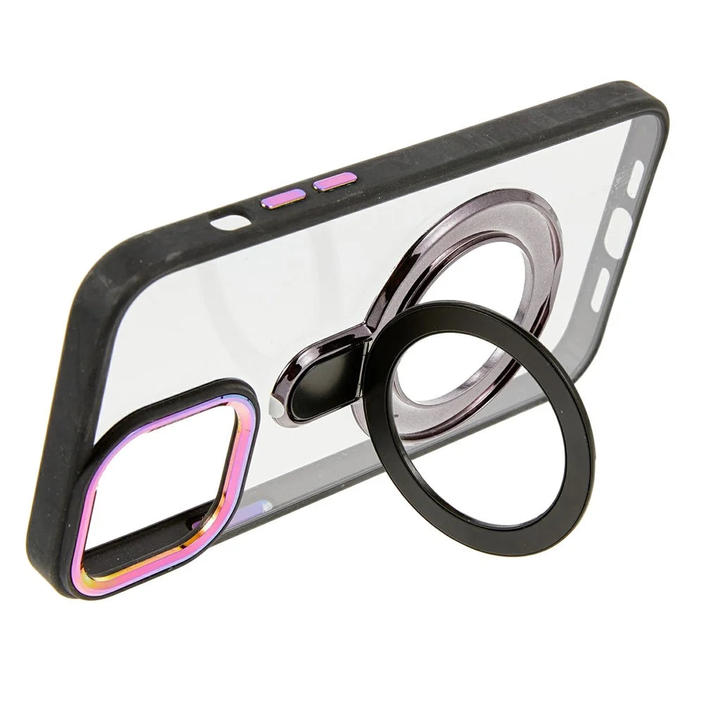 Phone Case Metal Kickstand Holder Adhesive Back for Mobile Devices - Black - 6