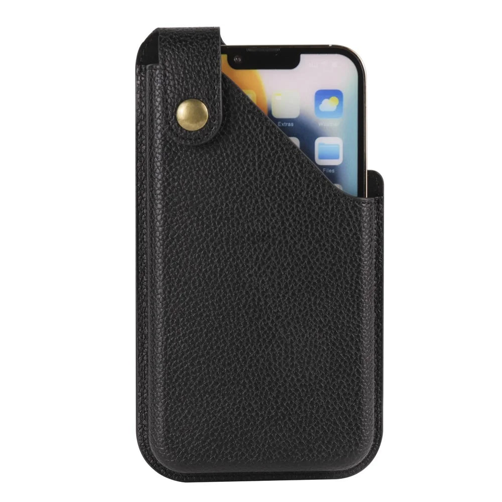6.7 Inch Cellphone Carrying Pouch Litchi Texture PU Leather Vertical Waist Bag for Outdoor Travel - Black - 2