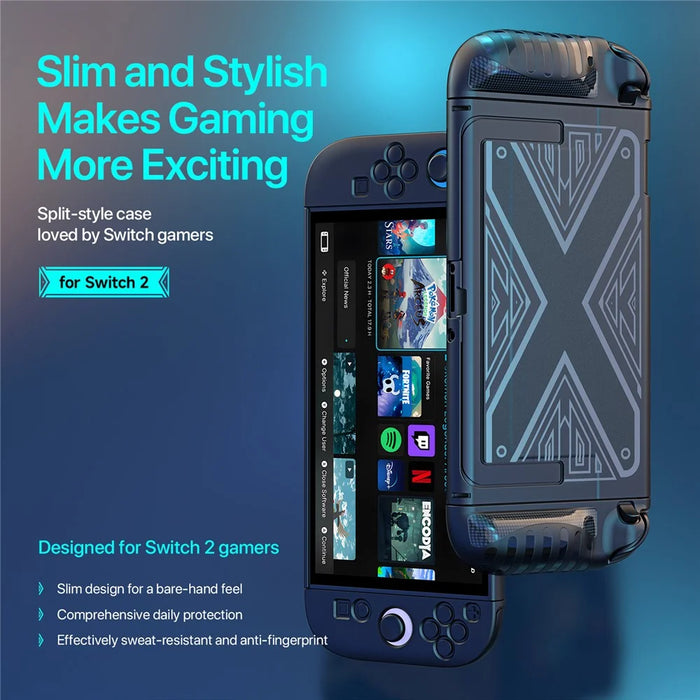 DUX DUCIS For Nintendo Switch 2 Grip Case  Slim PC + TPU Case Protectors with X-Shaped Pattern - Black - 4
