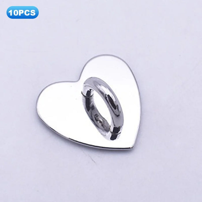 10Pcs / Pack Metal Phone Charm Hook Electroplate Ring Gripper for Phone Case DIY Accessories - Silver Heart - 1