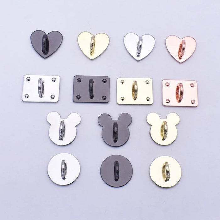 10Pcs / Pack Metal Phone Charm Hook Electroplate Ring Gripper for Phone Case DIY Accessories - Silver Heart - 6