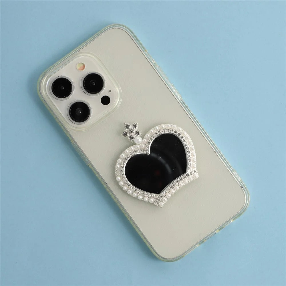 DIY Phone Case Accessory Crown Heart Bow Charm Alloy Rhinestone Decor with Glass Mirror - 2