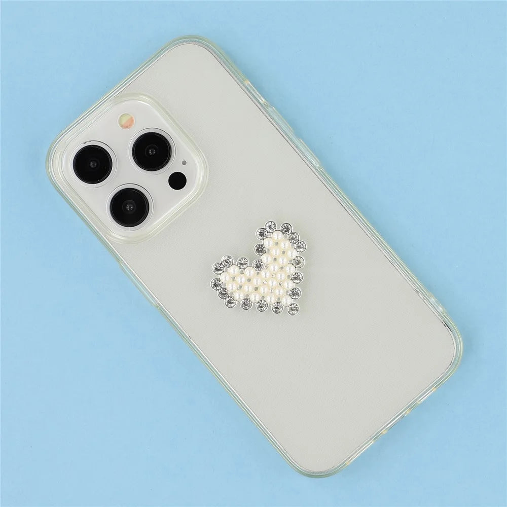 Heart Pearl Charm for DIY Phone Case Parts Accessory with Adhesive Backing - 2