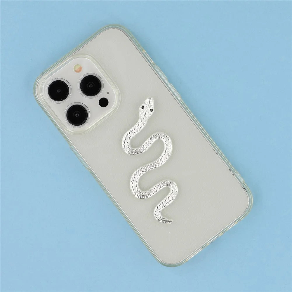 Metal Snake Charm for DIY Phone Case Decoration Accessory - Silver - 2