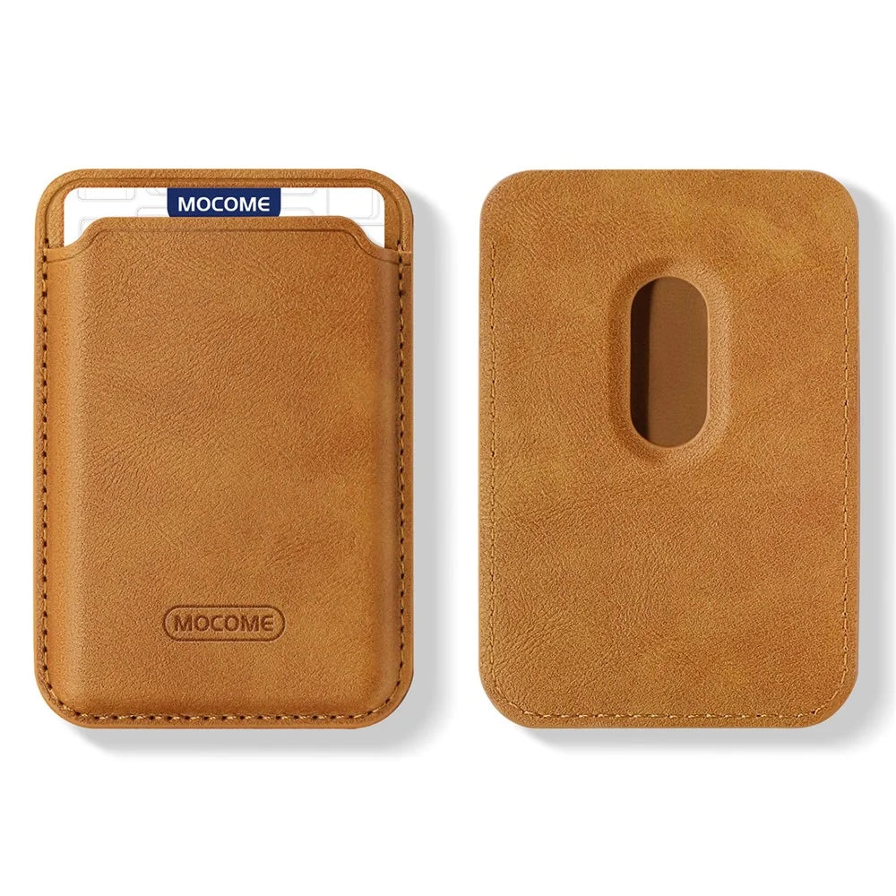 RFID Blocking Card Holder Strong Magnetic Attachment Cell Phone Back Card Bag - Brown - 1