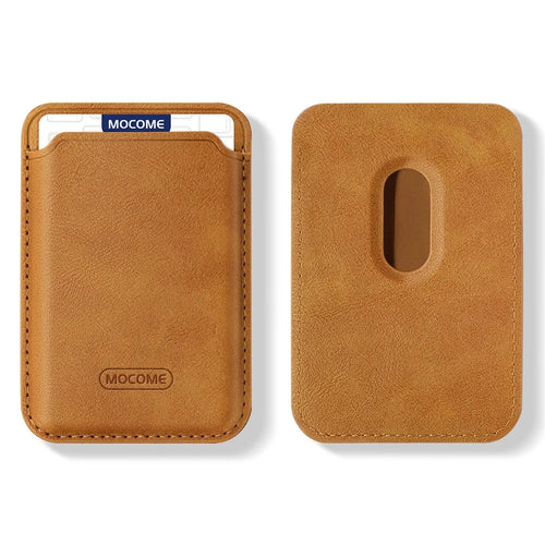 RFID Blocking Card Holder Strong Magnetic Attachment Cell Phone Back Card Bag - Brown - 1