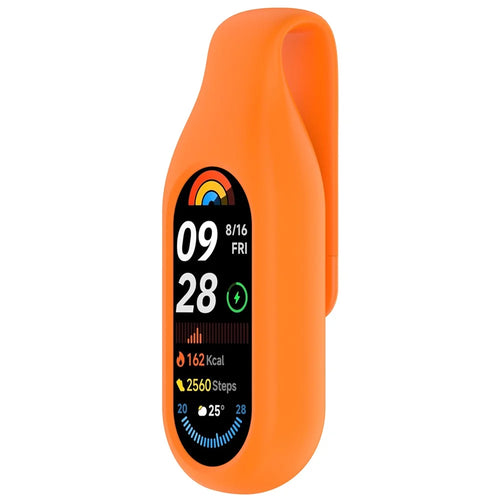 For Xiaomi Smart Band 10  /  9  /  8 Clip-On Holder Silicone Wristband Replacement - Orange - 1