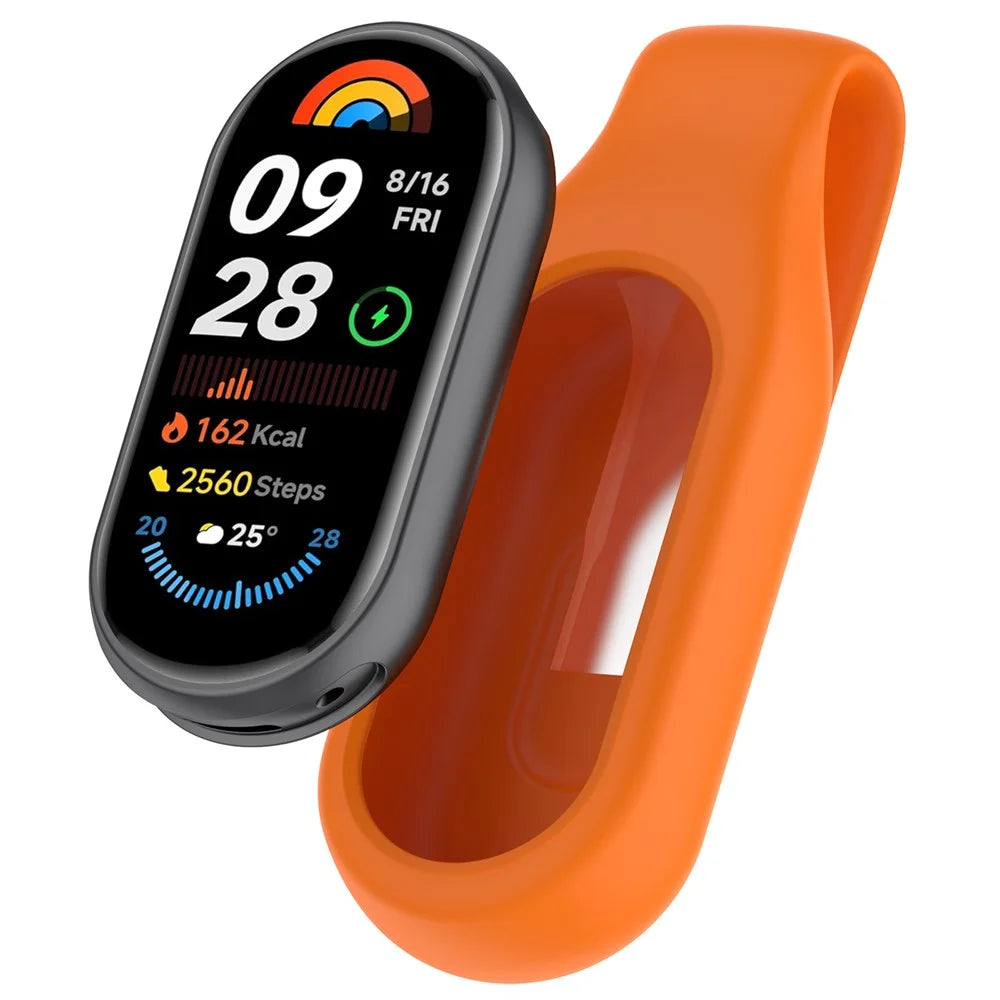 For Xiaomi Smart Band 10  /  9  /  8 Clip-On Holder Silicone Wristband Replacement - Orange - 2