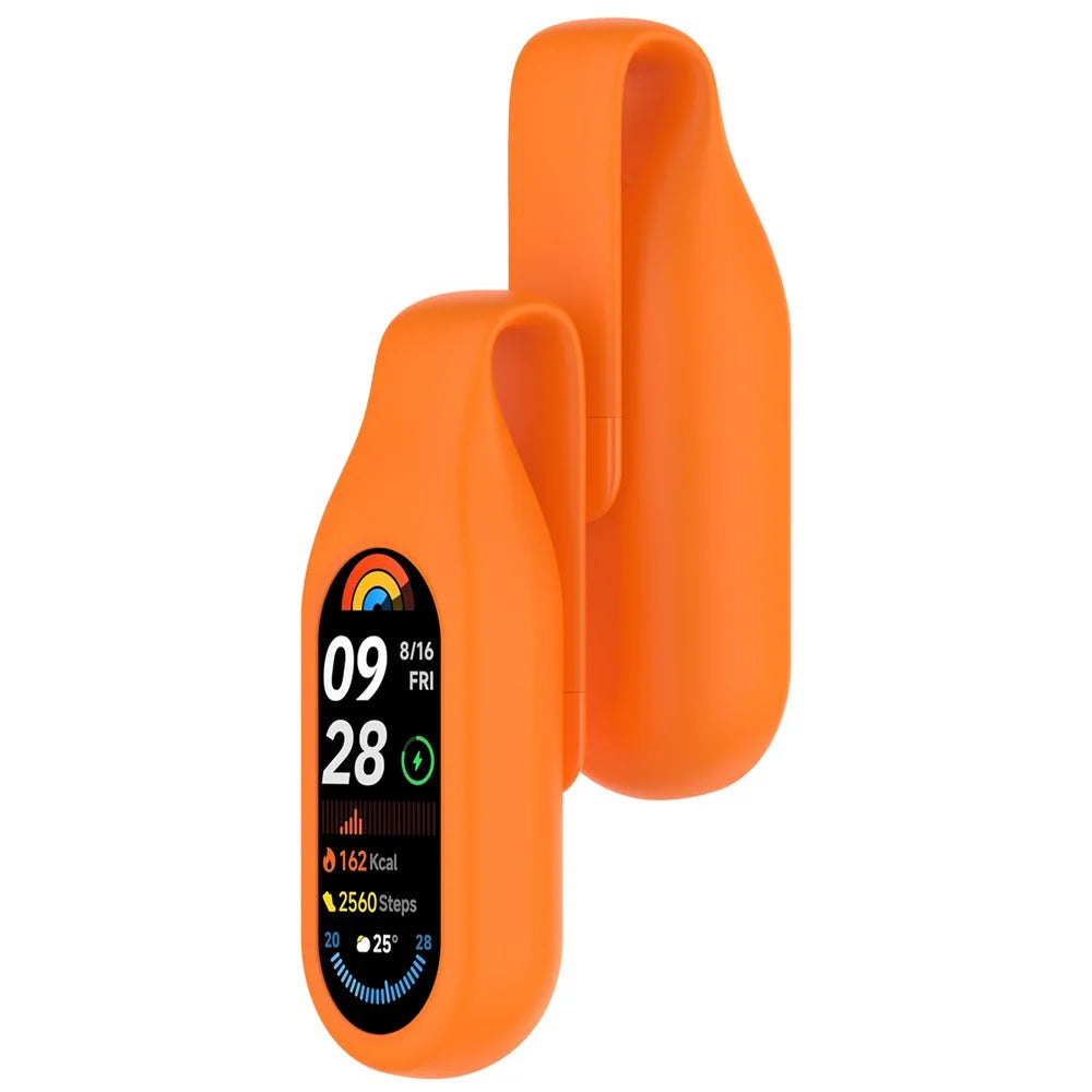 For Xiaomi Smart Band 10  /  9  /  8 Clip-On Holder Silicone Wristband Replacement - Orange - 3