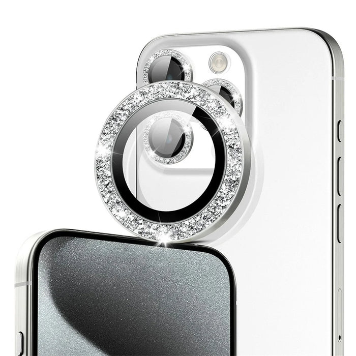 For iPhone 13 Pro / 13 Pro Max Camera Lens Protector Glitter Decor Metal Frame Lens Film with Installation Tool - 3