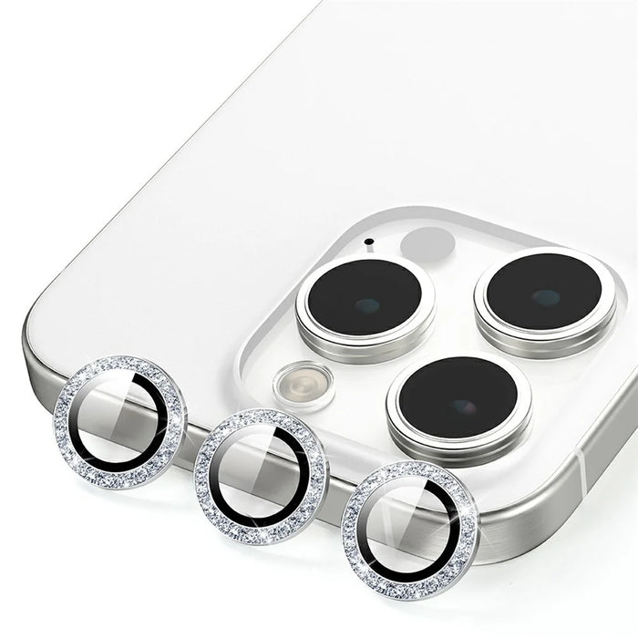 For iPhone 13 Pro / 13 Pro Max Camera Lens Protector Glitter Decor Metal Frame Lens Film with Installation Tool - 4