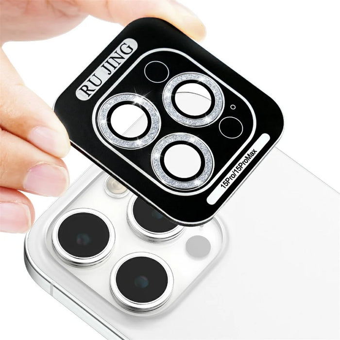 For iPhone 13 Pro / 13 Pro Max Camera Lens Protector Glitter Decor Metal Frame Lens Film with Installation Tool - 5