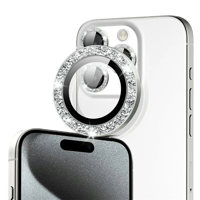For iPhone 14 Pro / 14 Pro Max Camera Lens Protector Glitter Decor Metal Frame Lens Film with Installation Tool - 3