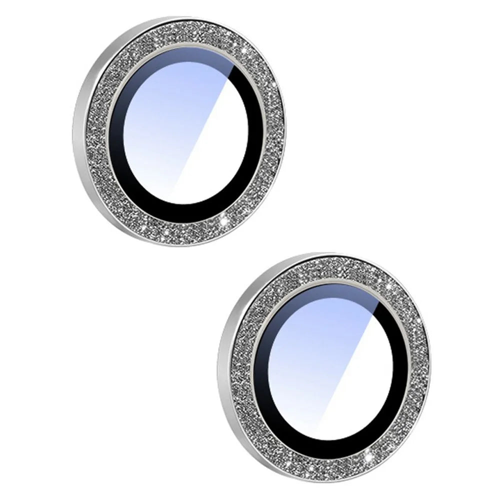 For iPhone 13 / 13 mini Camera Lens Protector Glitter Decor Metal Frame Lens Film with Installation Tool - 2
