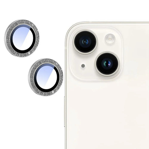 For iPhone 14 / 14 Plus	Camera Lens Protector Glitter Decor Metal Frame Lens Film with Installation Tool - 1