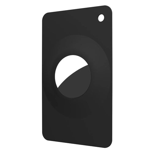 For AirTag Silicone Case Smart Tracker Protector Ultra-Thin Card Style with Hanging Hook - Black - 1