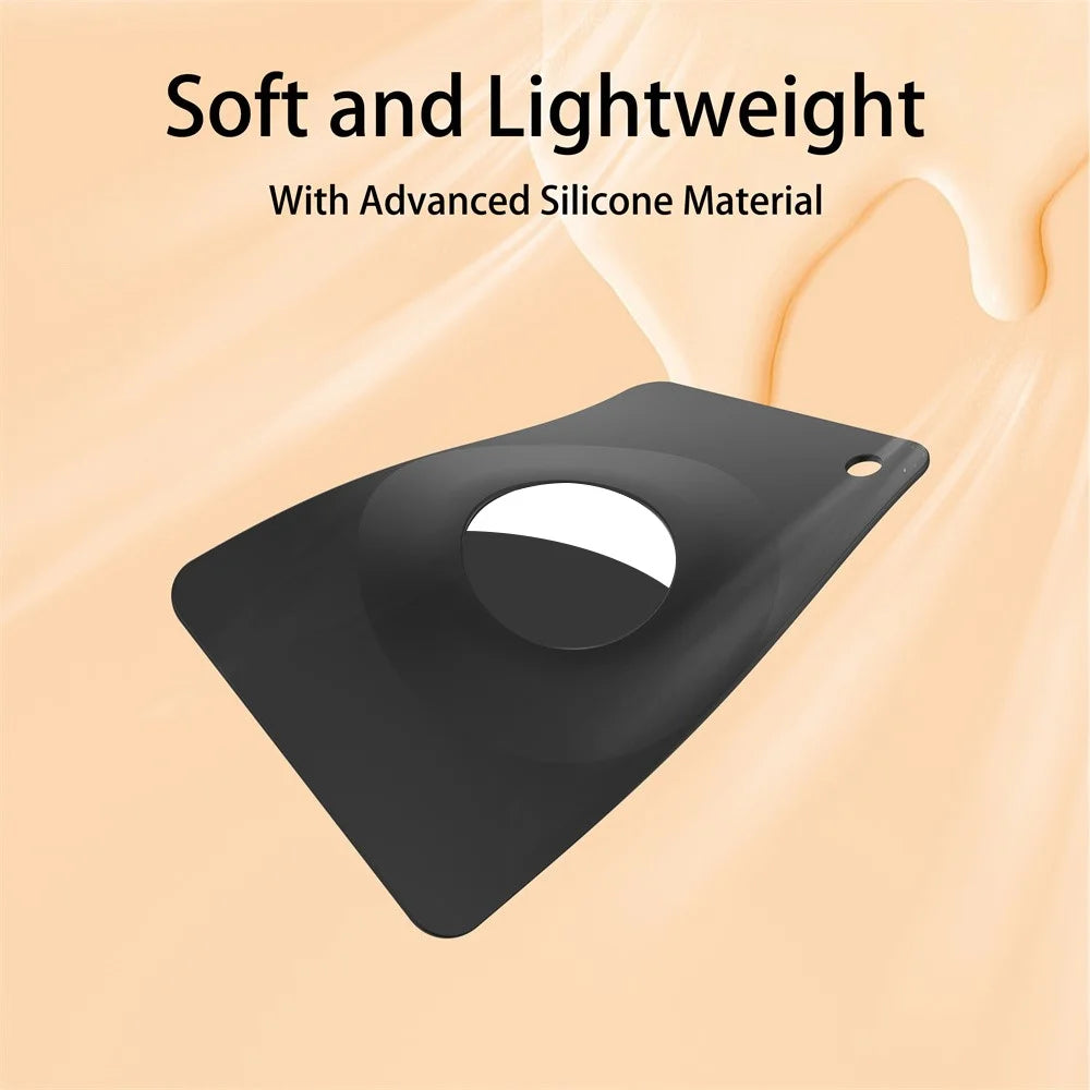 For AirTag Silicone Case Smart Tracker Protector Ultra-Thin Card Style with Hanging Hook - Black - 3