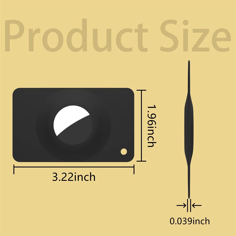 For AirTag Silicone Case Smart Tracker Protector Ultra-Thin Card Style with Hanging Hook - Black - 5