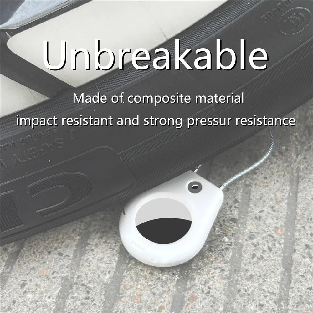 AT-43 2Pcs For AirTag Case Semi-Enclosed Smart Locator Protective Cover with Steel Wire - Black+White - 3