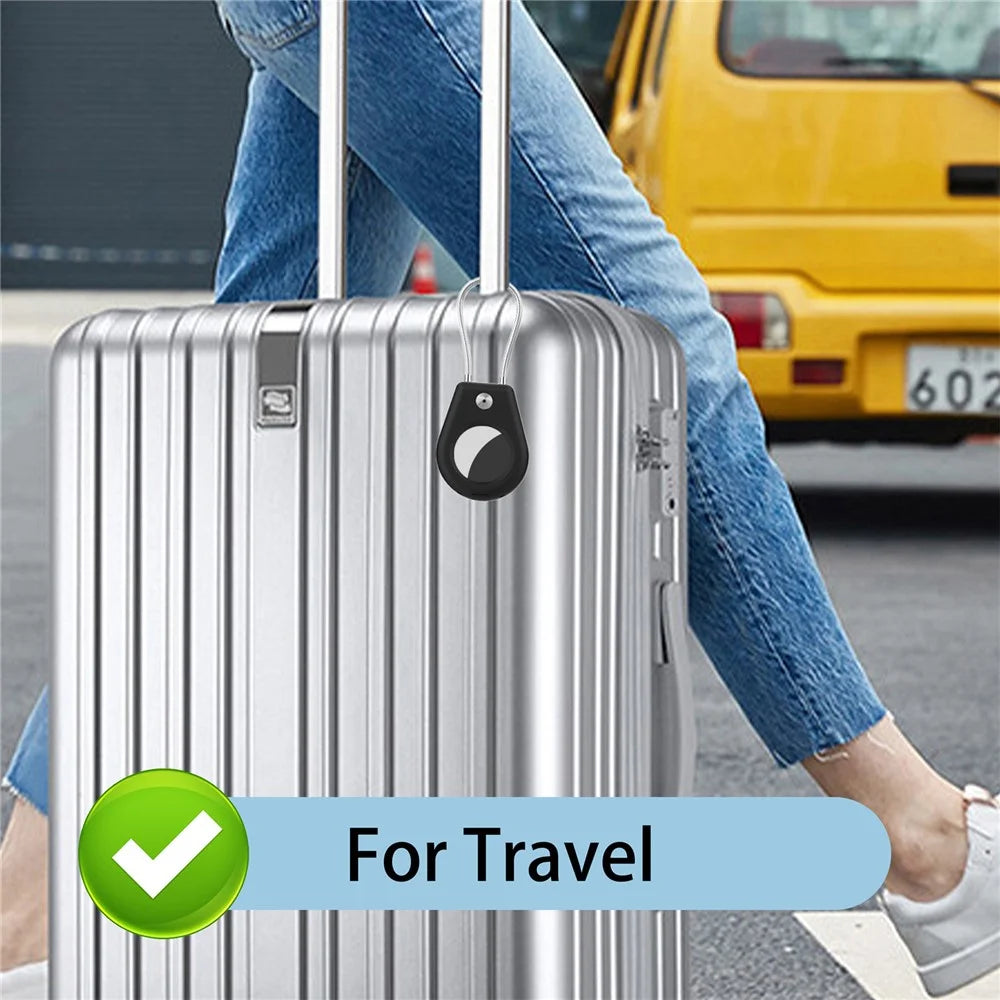 AT-43 2Pcs For AirTag Case Semi-Enclosed Smart Locator Protective Cover with Steel Wire - Black+White - 5