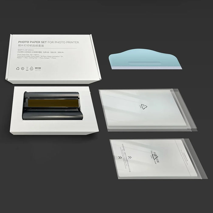 Photo Printer Consumables Set with 36 Sheets Photo Paper / Matte Film / Scraper / Base Plate - 3