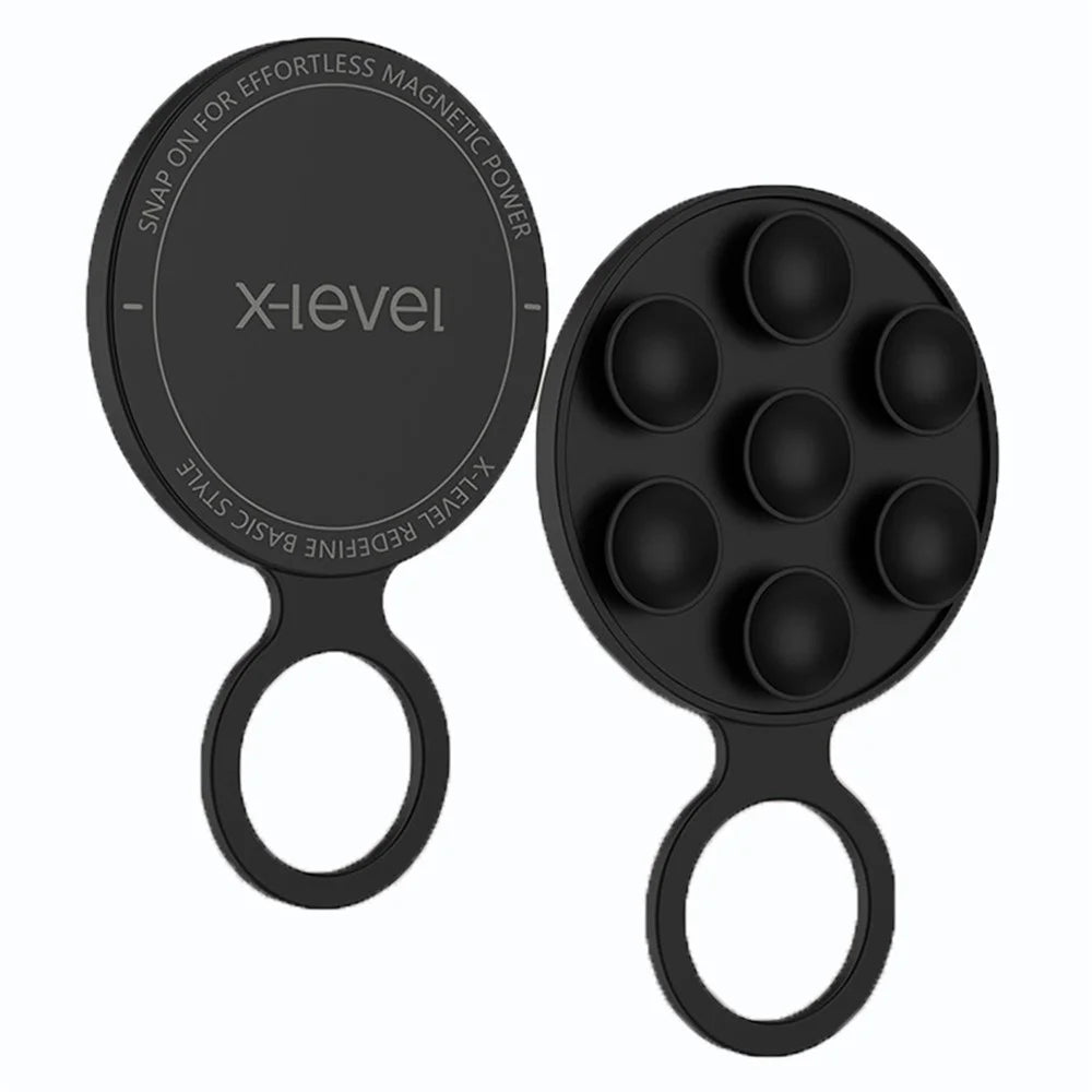 X-LEVEL Silicone Suction Cup Magnetic Phone Mount Holder Strong Magnet Hands-Free - Black - 1