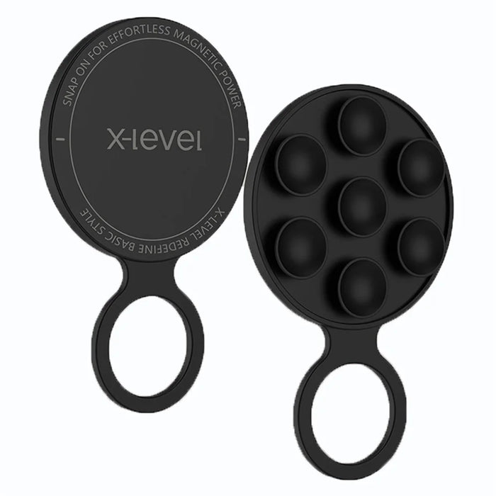 X-LEVEL Silicone Suction Cup Magnetic Phone Mount Holder Strong Magnet Hands-Free - Black - 1