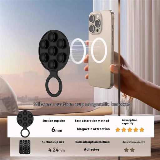 X-LEVEL Silicone Suction Cup Magnetic Phone Mount Holder Strong Magnet Hands-Free - Black - 2