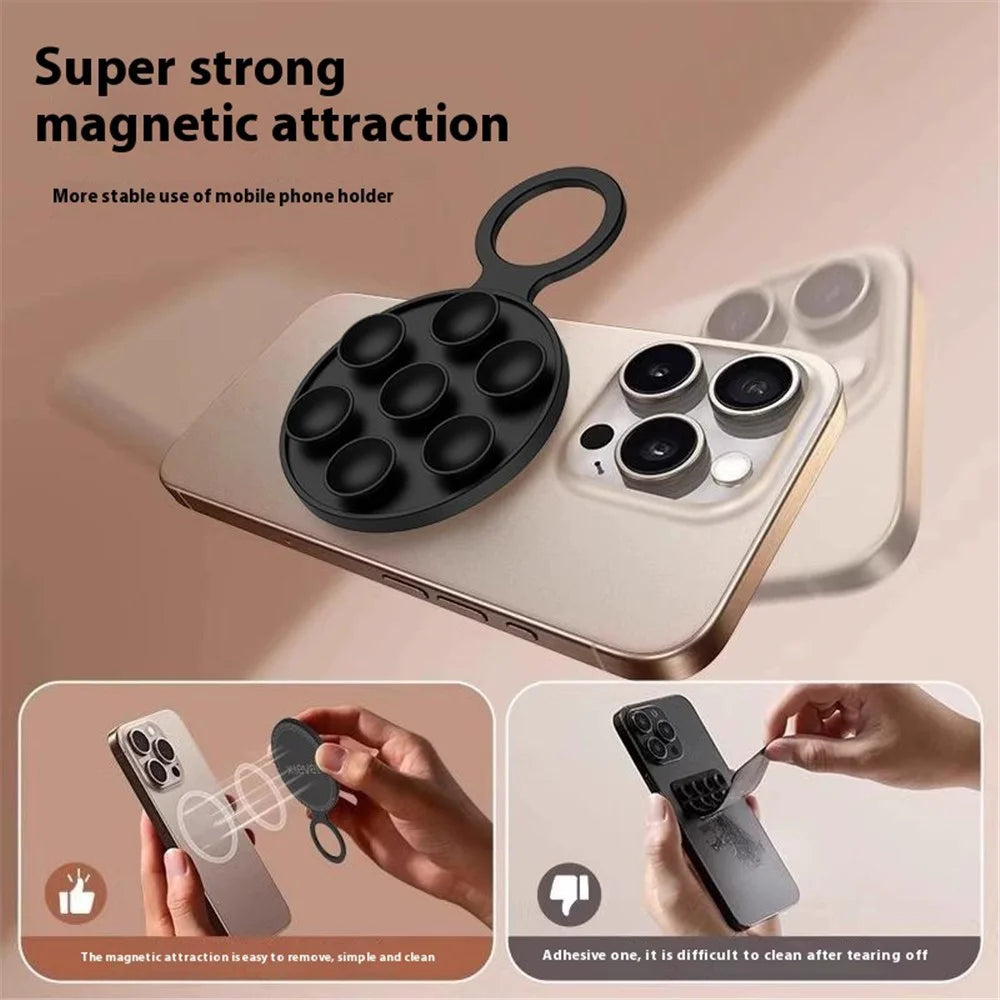 X-LEVEL Silicone Suction Cup Magnetic Phone Mount Holder Strong Magnet Hands-Free - Black - 3
