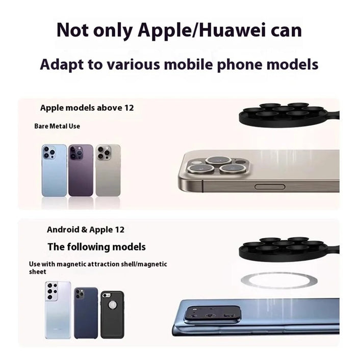 X-LEVEL Silicone Suction Cup Magnetic Phone Mount Holder Strong Magnet Hands-Free - Black - 6