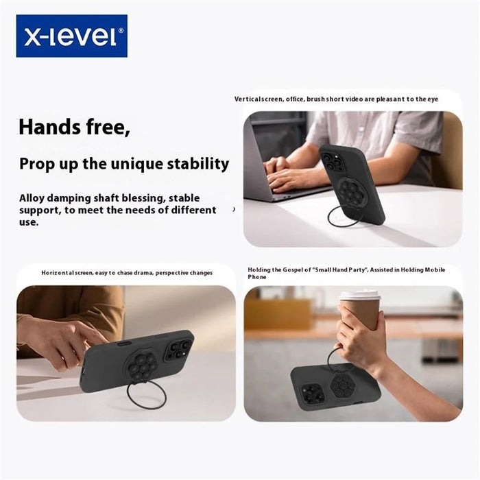 X-LEVEL Magnetic Phone Holder Stand Rotatable Suction Cup Mount for Multiple Devices Desktop / Car Use - Black - 4