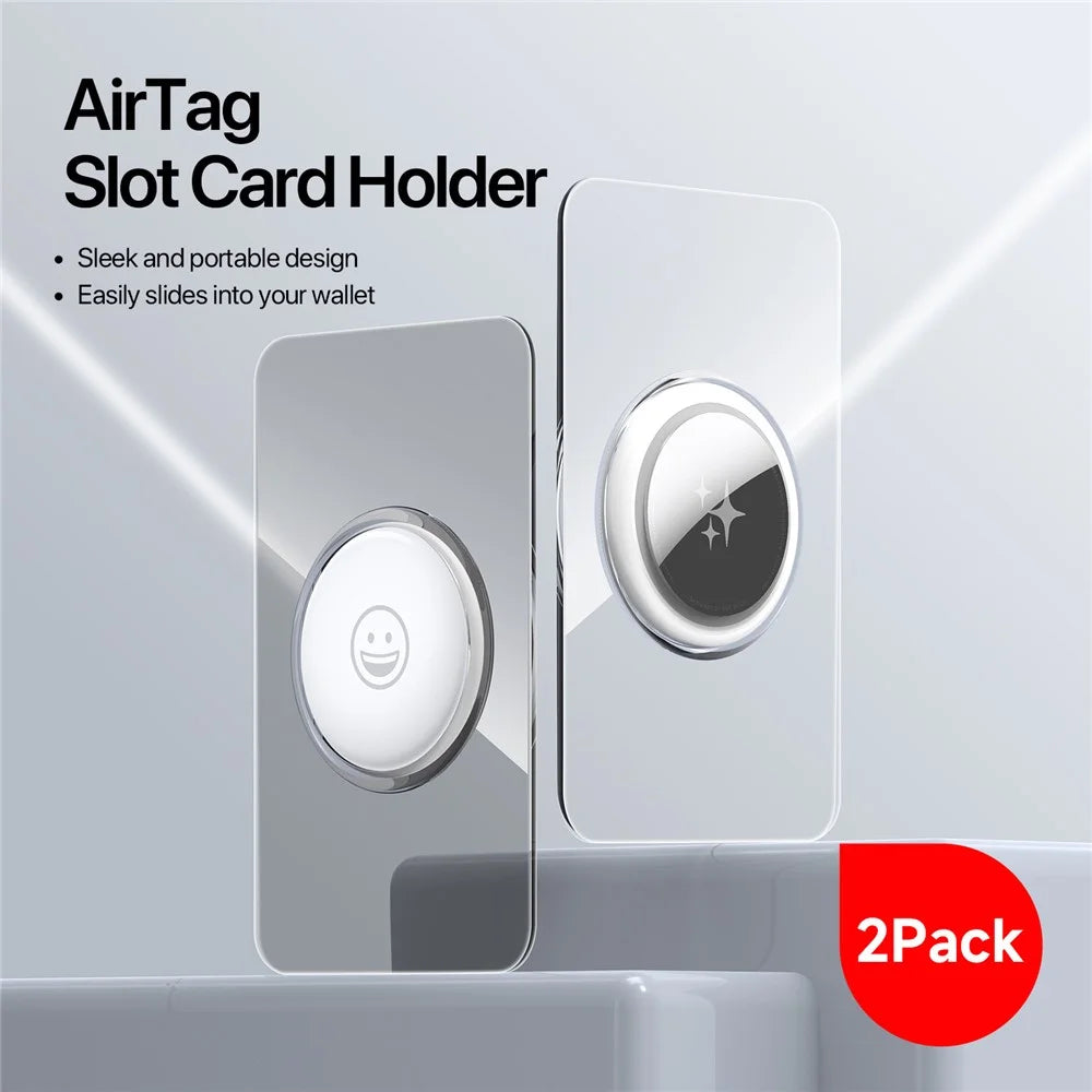 DUX DUCIS For AirTag  2Pcs/Set PC Protective Case Card-Shaped Ultra-Thin Cover -  Black+Transparent - 5