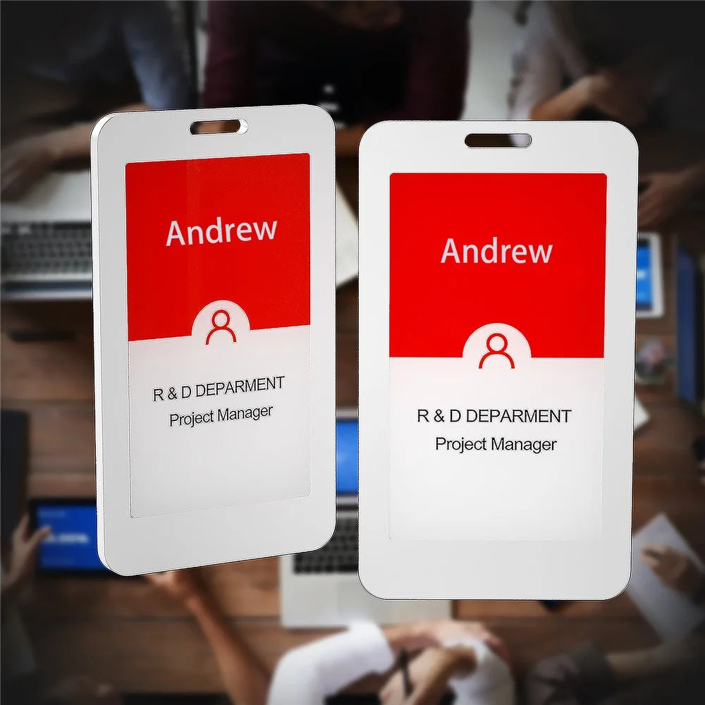 3.7 Inch 3 Color NFC BT Employee Badge / ID Card Holder E-Paper Display Rechargeable for Office (Black / White / Yellow) - 4