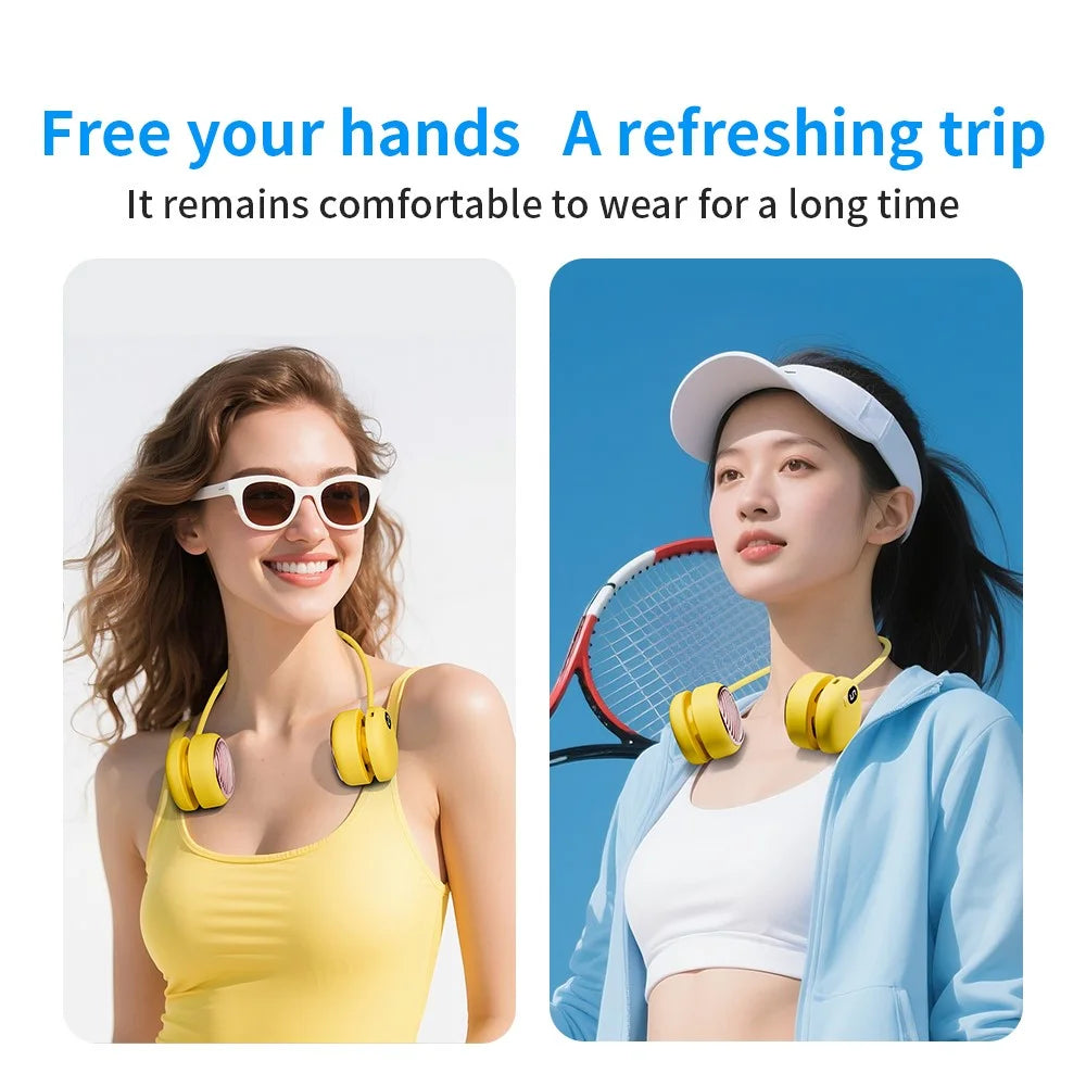 L21 Neck Mounted Fan Portable Hands-Free Cooling Fan with 5 Speed Adjustable - Yellow - 5