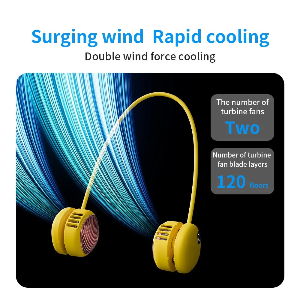 L21 Neck Mounted Fan Portable Hands-Free Cooling Fan with 5 Speed Adjustable - Yellow - 6