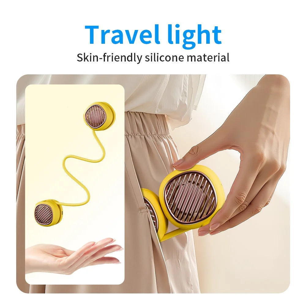 L21 Neck Mounted Fan Portable Hands-Free Cooling Fan with 5 Speed Adjustable - Yellow - 7