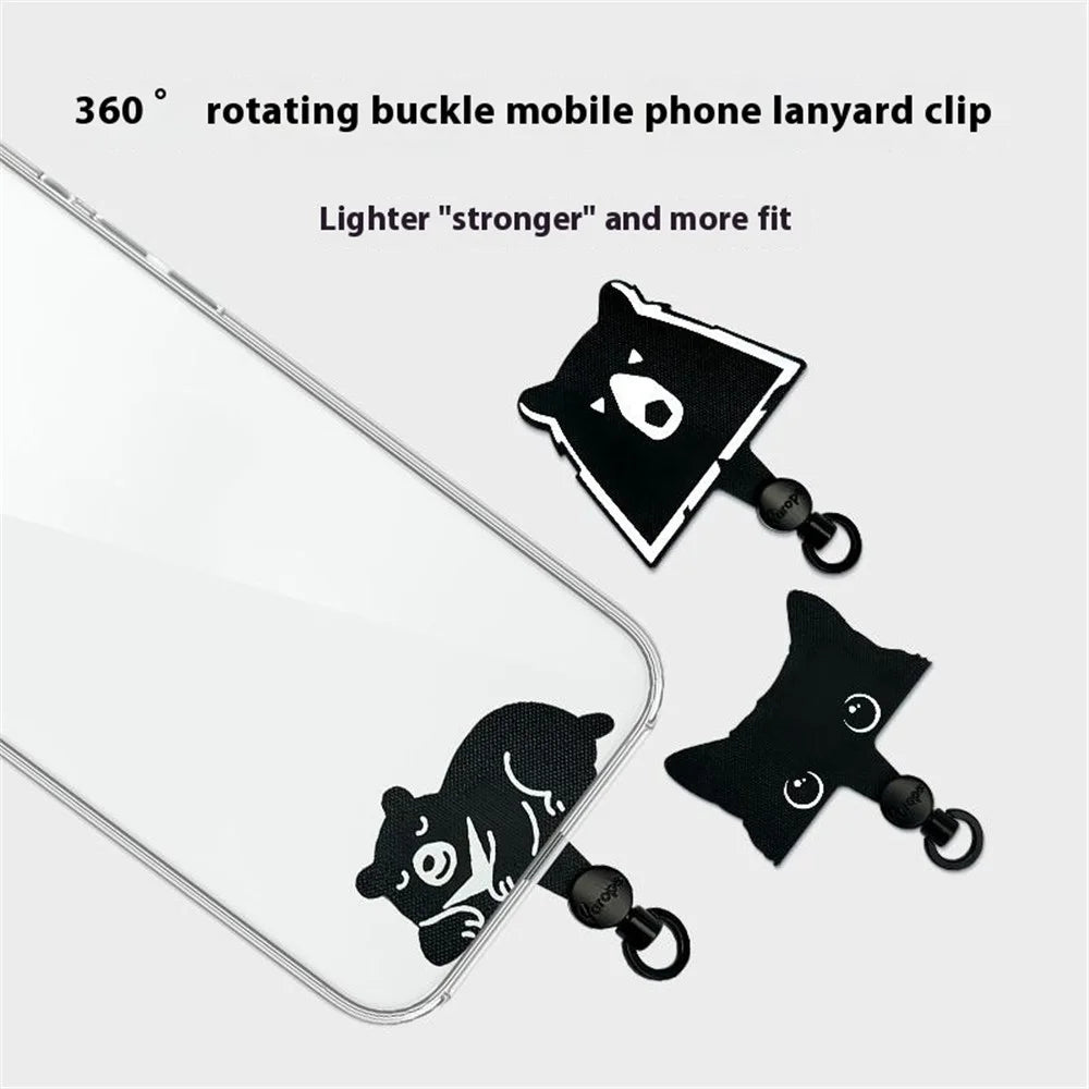 AROPE 6.5cm Phone Tether Tab Cartoon Design Universal Phone Case Lanyard Patch - Bear - 2