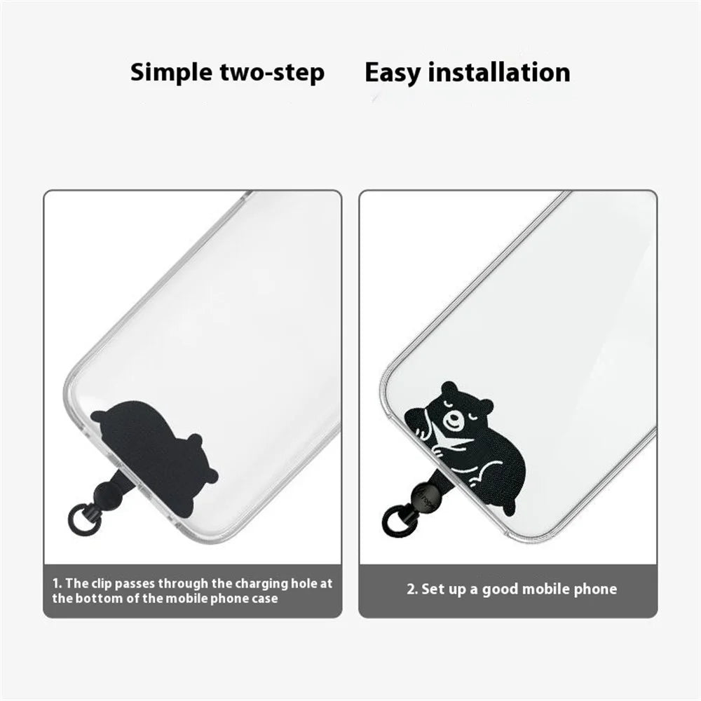 AROPE 6.5cm Phone Tether Tab Cartoon Design Universal Phone Case Lanyard Patch - Bear - 5