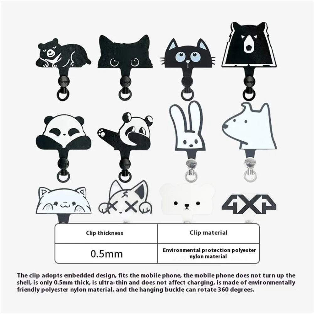 AROPE 6.5cm Phone Tether Tab Cartoon Design Universal Phone Case Lanyard Patch - Bear - 6