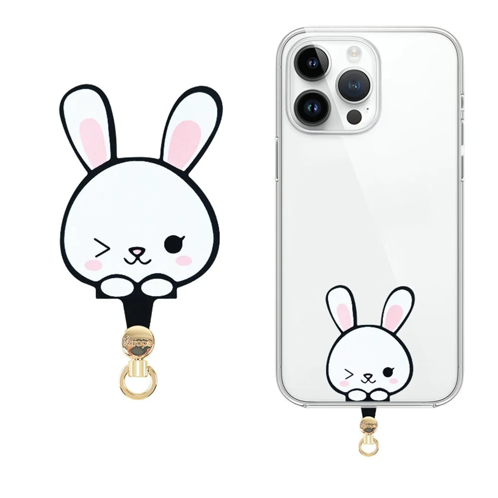 AROPE Universal Phone Tether Tab 0.5mm Ultra-Thin Cartoon Design Phone Lanyard Patch - Rabbit - 1