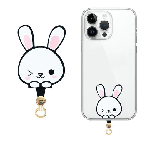 AROPE Universal Phone Tether Tab 0.5mm Ultra-Thin Cartoon Design Phone Lanyard Patch - Rabbit - 1