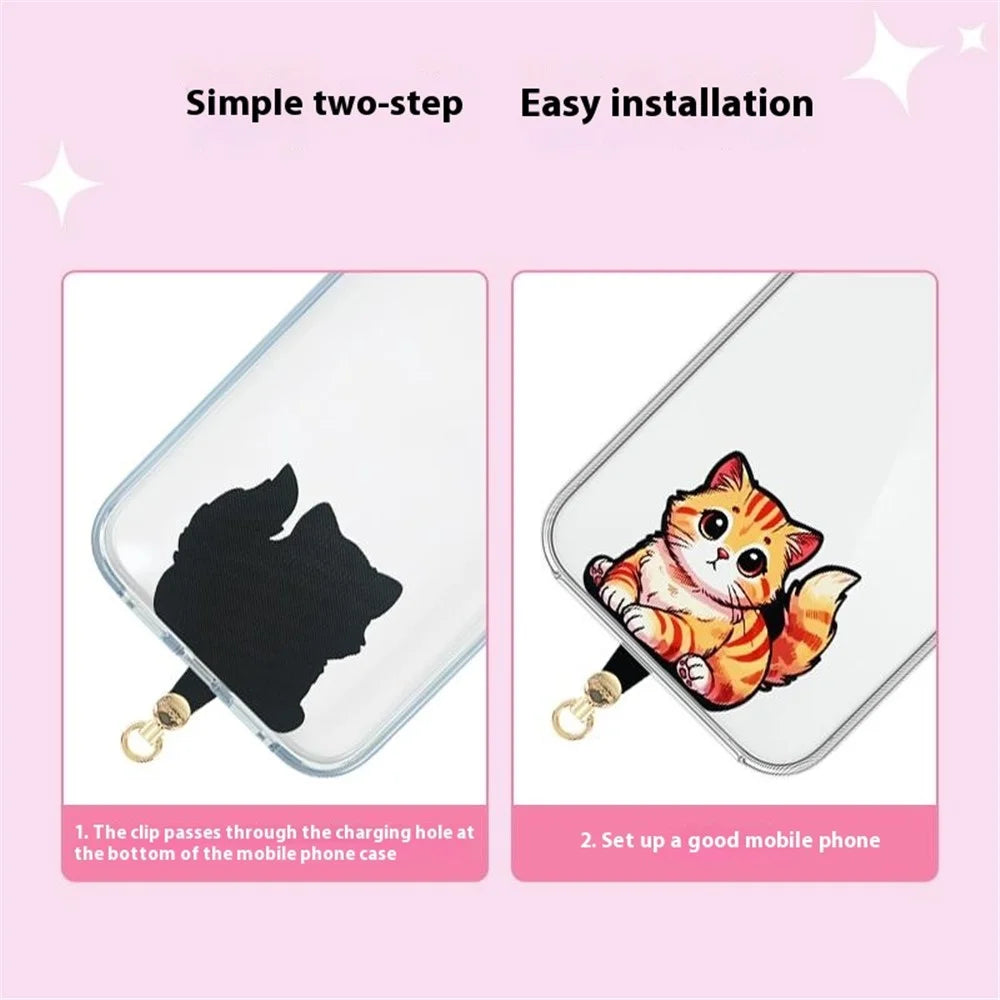 AROPE Universal Phone Tether Tab 0.5mm Ultra-Thin Cartoon Design Phone Lanyard Patch - Rabbit - 7