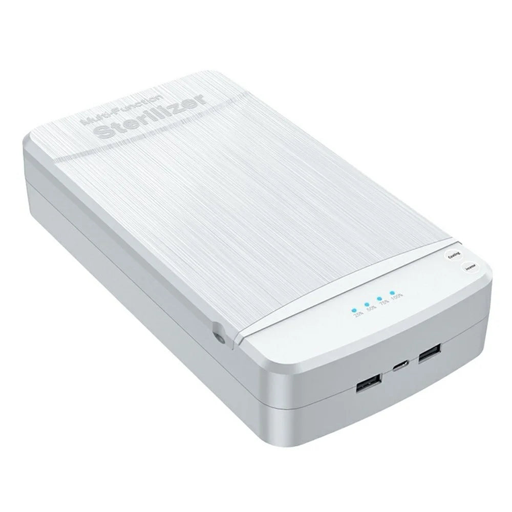 JJT-891 Multipurpose UV Phone Sanitizer Ultraviolet Light Disinfection Box with Dual Output, Upgraded Version - White - 1