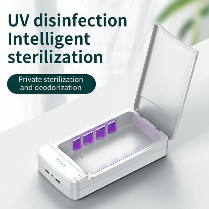 JJT-891 Multipurpose UV Phone Sanitizer Ultraviolet Light Disinfection Box with Dual Output, Upgraded Version - White - 2